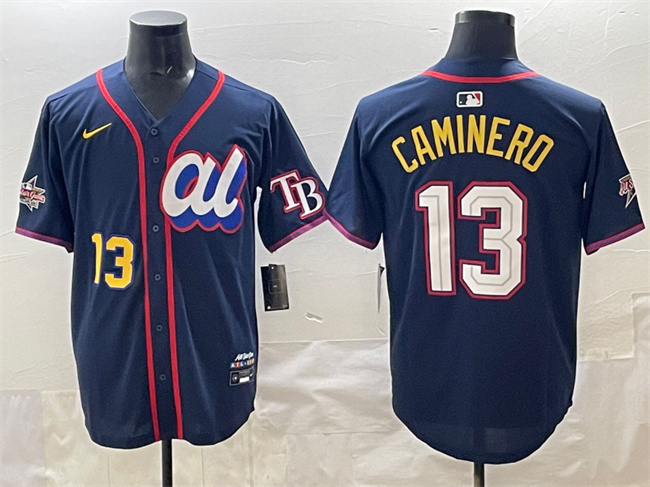 Men's American League #13 Junior Caminero Navy 2025 All-Star Edition Limited Stitched Baseball Jersey Men's American League #13 Junior Caminero Navy 2025 All-Star Edition Limited Stitched Baseball Jersey